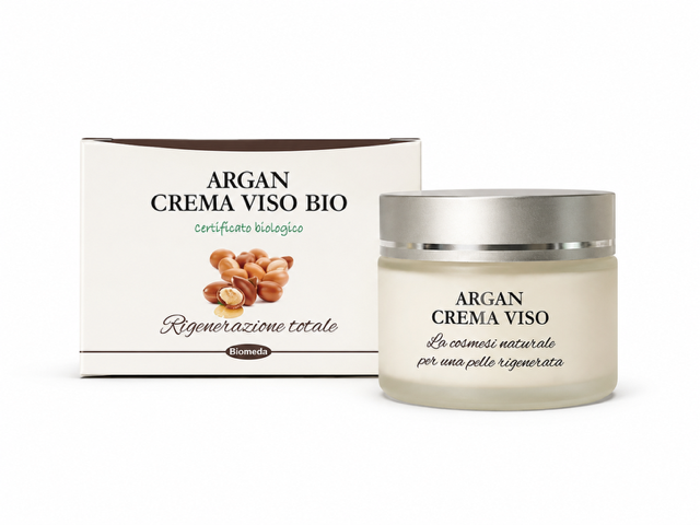 Crema Viso all’Olio di Argan – Idratante e Nutriente per Pelle Secca e Matura | 50 ml | Biomeda