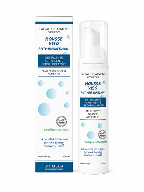 Mousse viso con acne e pori dilatati