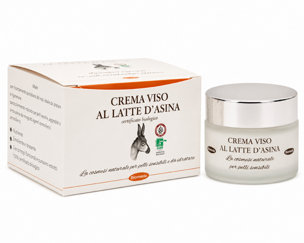 Crema viso al Latte d’Asina Biologica 50 ml – Pelle Sensibile, Secca e Delicata - Idratante Naturale
