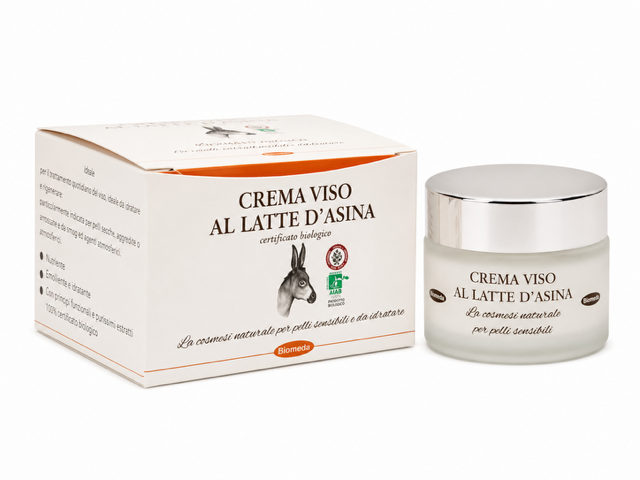Crema viso al Latte d’Asina Biologica 50 ml – Pelle Sensibile, Secca e Delicata - Idratante Naturale