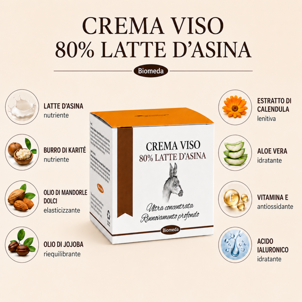 formulazione crema viso 80% latte asina