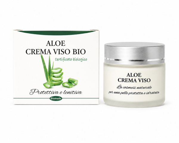 Crema Viso Aloe Vera Biomeda – Idratante e Lenitiva per Pelli Sensibili, Miste e Grasse | 50 ml