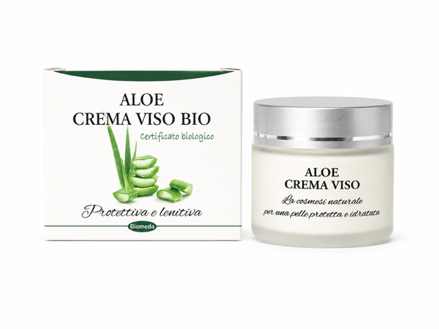 Crema Viso Aloe Vera Biomeda – Idratante e Lenitiva per Pelli Sensibili, Miste e Grasse | 50 ml