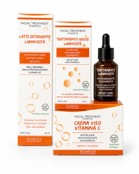 Kit Viso Vitamina C Illuminante Pelle Spenta Antiossidante 3 Prodotti
