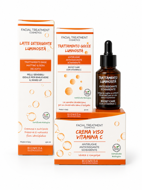 Kit Viso Vitamina C Illuminante Pelle Spenta Antiossidante 3 Prodotti