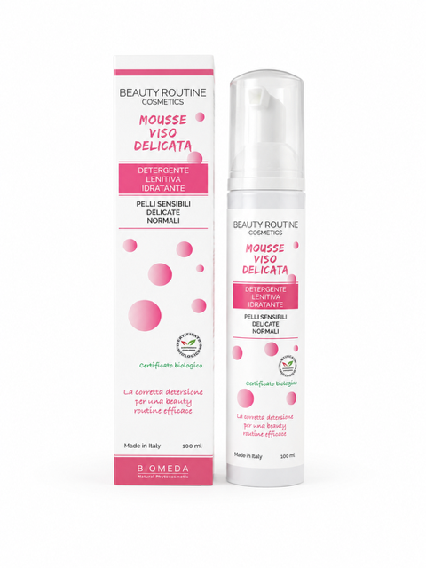 Mousse viso biologica per pelle delicata