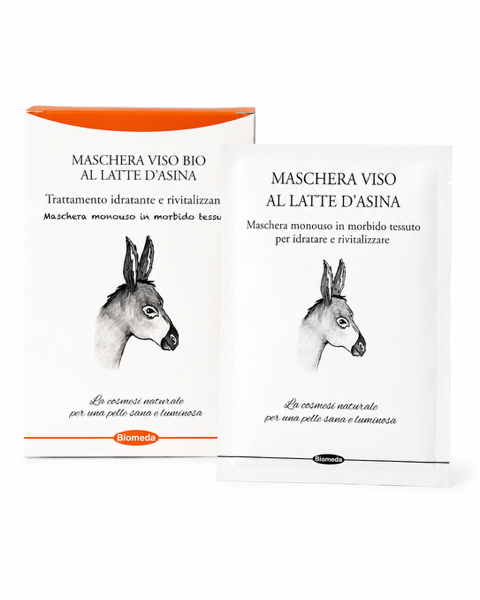 Maschera Viso in Tessuto al Latte d’Asina Biomeda – Idratante, Nutriente e Lenitiva Monouso
