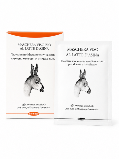 Maschera Viso in Tessuto al Latte d’Asina Biomeda – Idratante, Nutriente e Lenitiva Monouso