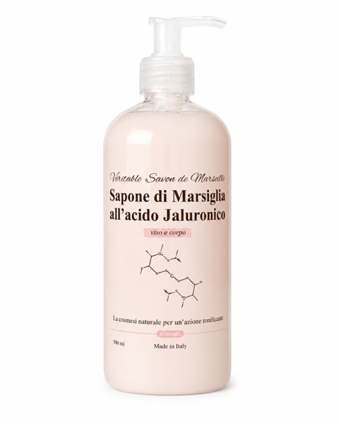 Sapone Liquido Acido Ialuronico Biomeda – Idratante per Viso, Mani e Corpo | 500 ml |Biomeda