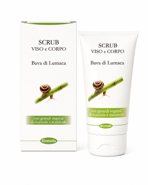 Scrub Viso e Corpo alla Bava di Lumaca Esfoliante Delicato con Microgranuli Naturali di Mandorle e Nocciole 150 ml