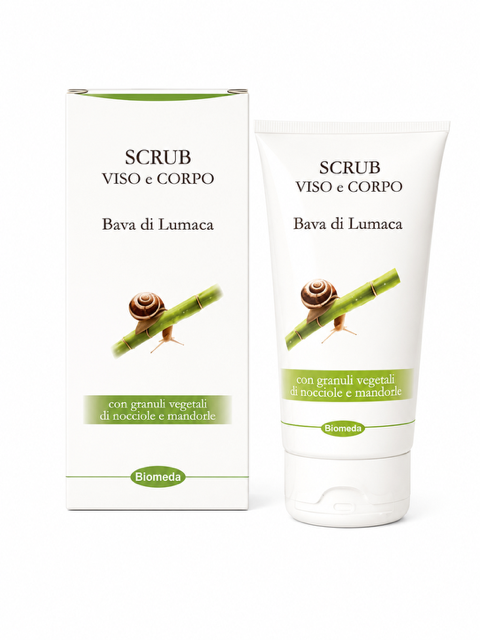 Scrub Viso e Corpo alla Bava di Lumaca Esfoliante Delicato con Microgranuli Naturali di Mandorle e Nocciole 150 ml