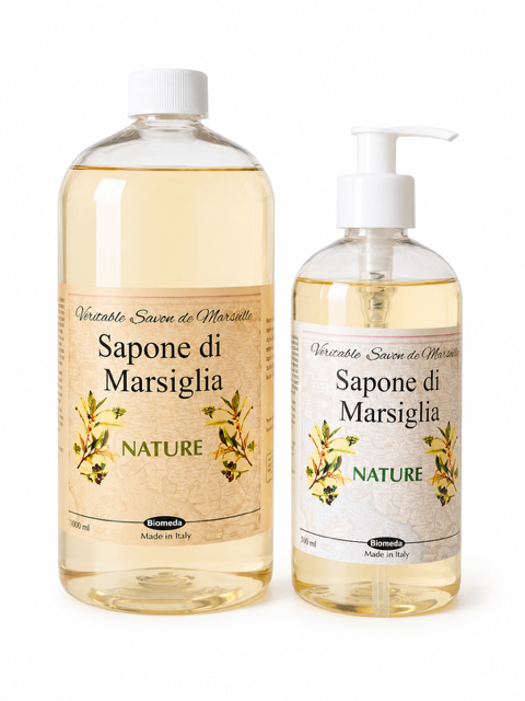 Sapone di Marsiglia Liquido Neutro all’Olio di Oliva – Delicato per Mani, Viso e Corpo | 500 ml / 1000 ml