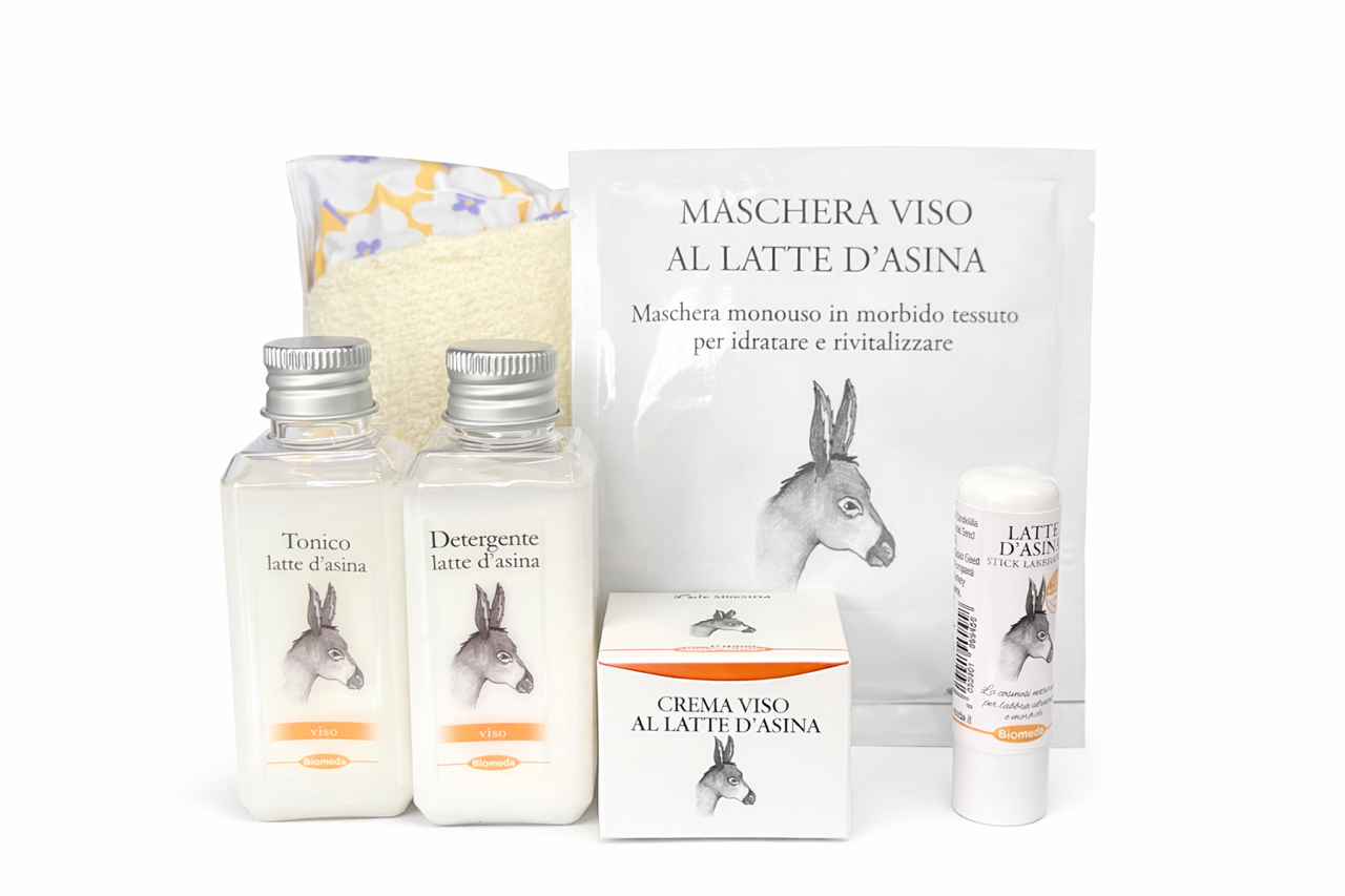 kit travel size latte asina per pelli sensibili e delicate