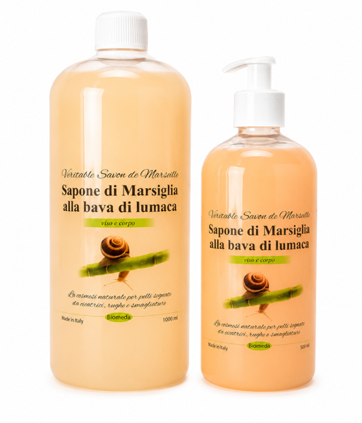 Sapone Liquido alla Bava di Lumaca Biomeda – Idratante per Viso, mani, viso, Corpo e Igiene Intima | 500 ml o 1000 ml Biomeda