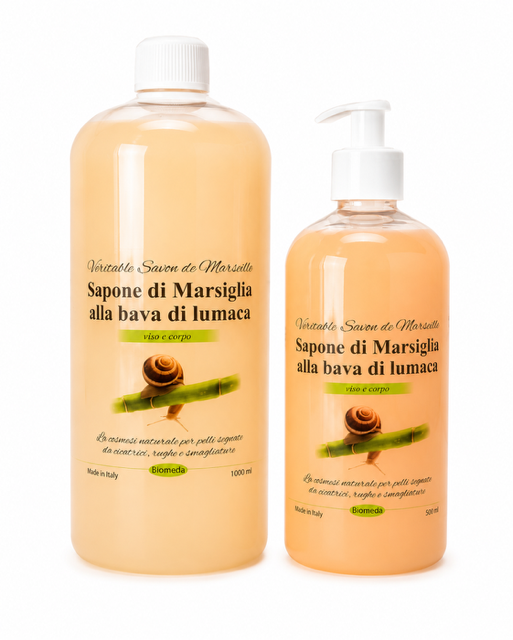Sapone Liquido alla Bava di Lumaca Biomeda – Idratante per Viso, mani, viso, Corpo e Igiene Intima | 500 ml o 1000 ml Biomeda