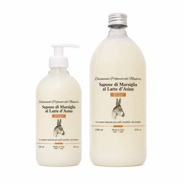 Sapone Liquido al Latte d’Asina Delicato per Viso, Corpo, mani e intimo