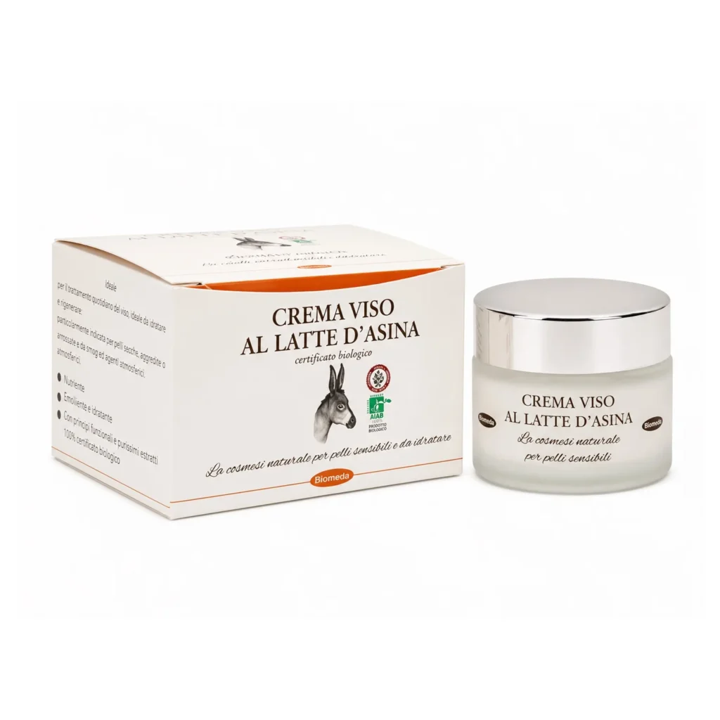 Crema viso al Latte d’Asina Biologica 50 ml – Pelle Sensibile, Secca e Delicata - Idratante Naturale