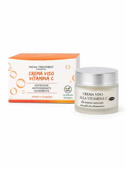 Crema Viso alla Vitamina C 50 ml – Illuminante, Antiossidante e Idratante per Pelle Spenta