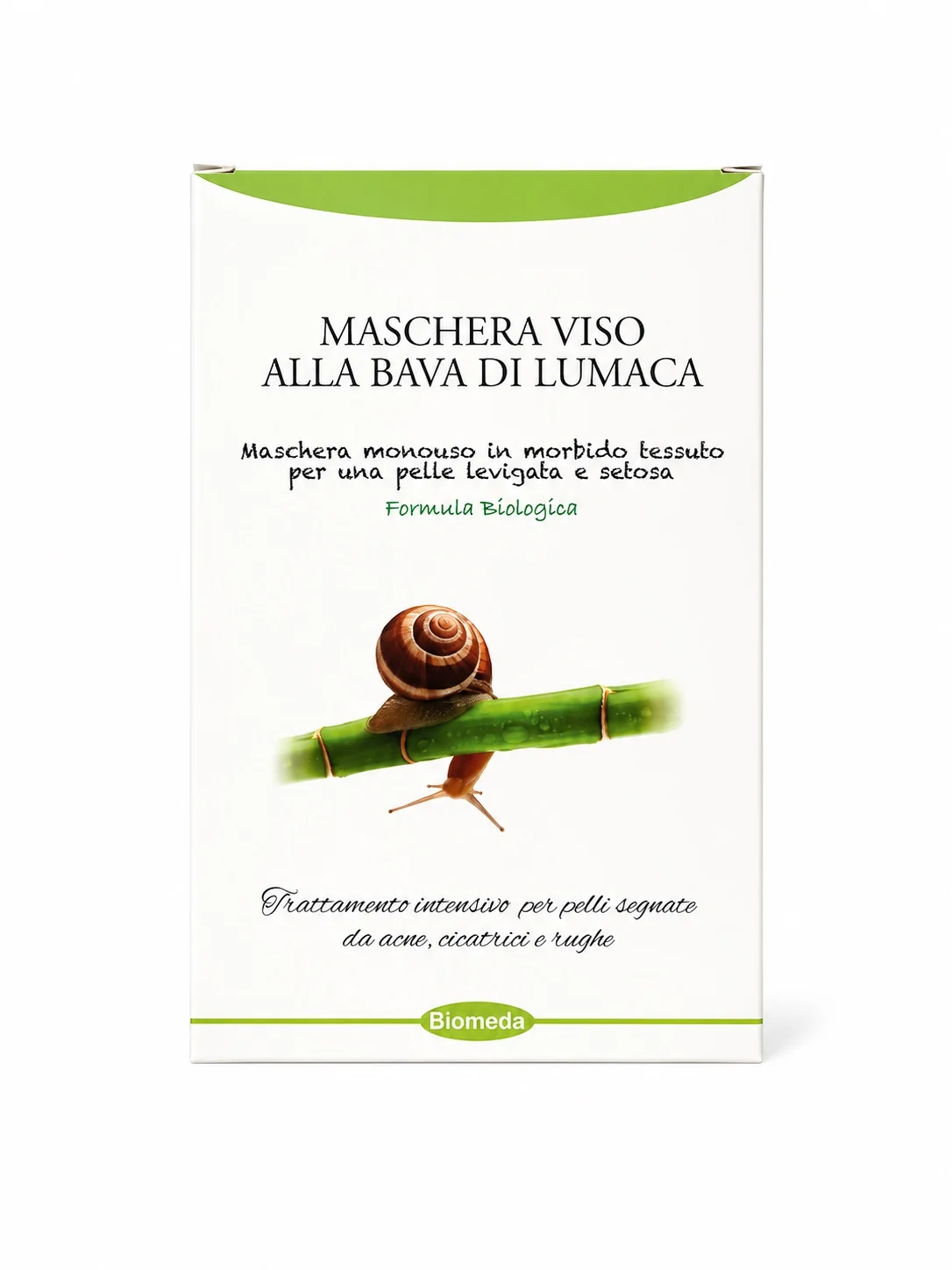 Maschera Viso in Tessuto alla Bava di Lumaca Biomeda – Idratante, Elasticizzante e Illuminante Monouso