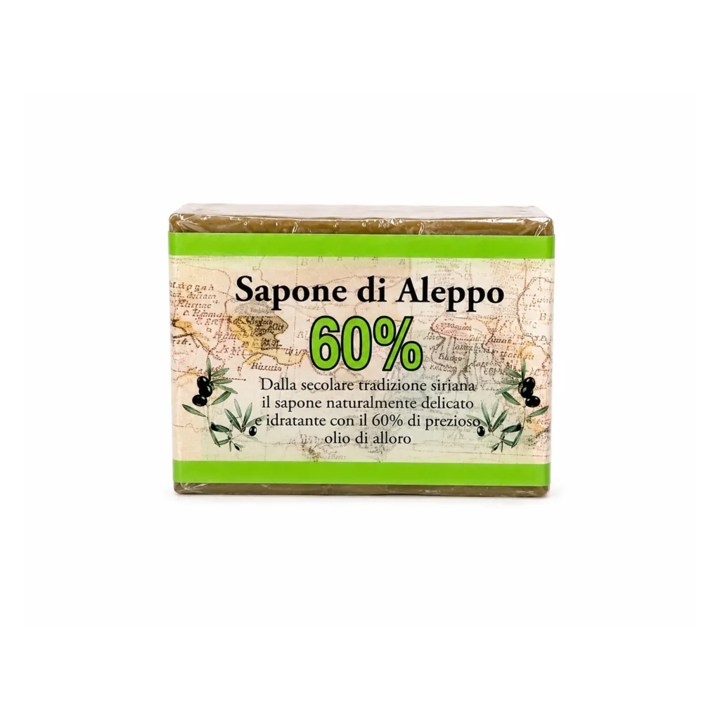 Sapone di Aleppo 60% Olio di Alloro Delicato per Viso, Corpo e Mani 200 g